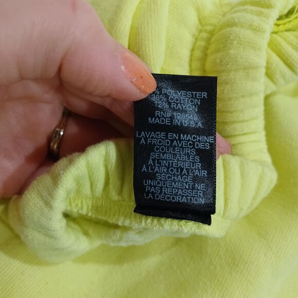 Aviator Nation Signature Logo Jogger Sweatpants Neon Yellow XS Bolt Stripe Retro - Picture 9 of 9